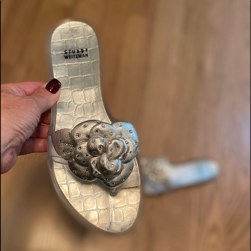🌷 Stuart Weitzman Silver Napa Jelly Sandal 🌷